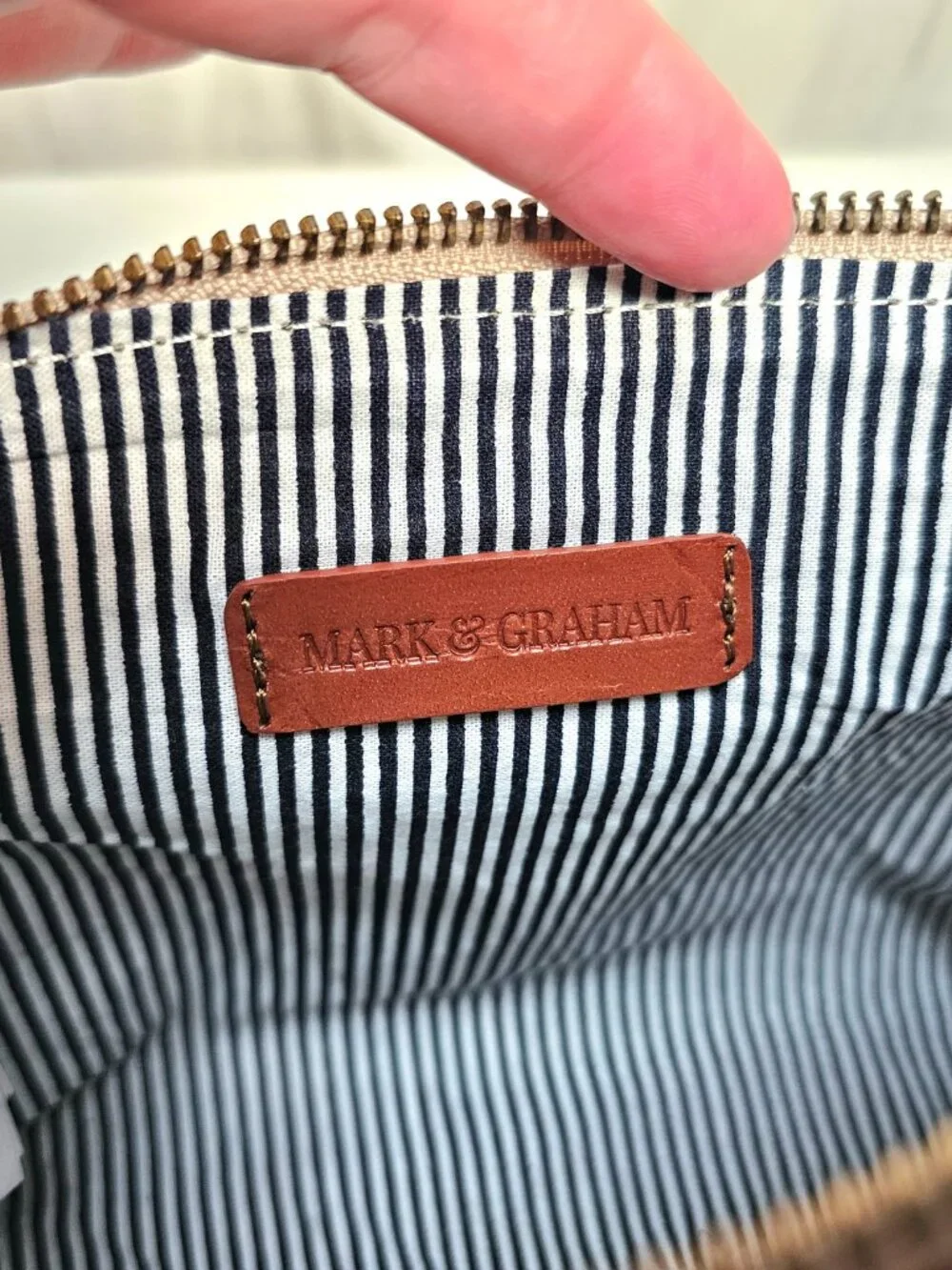 Mark & Graham Canvas Leather Zip Pouch NWOT Travel Organizer Cosmetic Bag